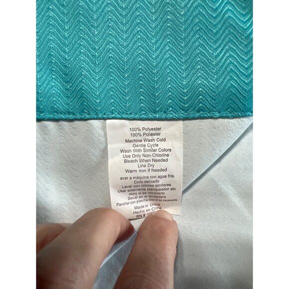 Two Turquoise Window Curtain Panels 42" X 84" With Rod Pocket - Picture 3 of 4